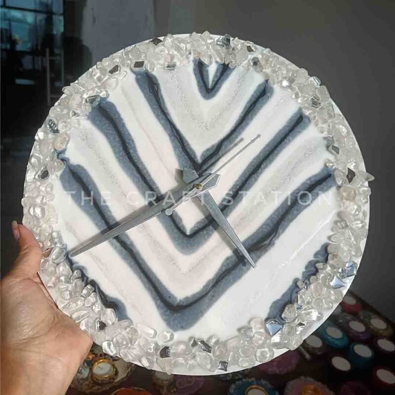 BLACK AND WHITE GEODE CLOCK
