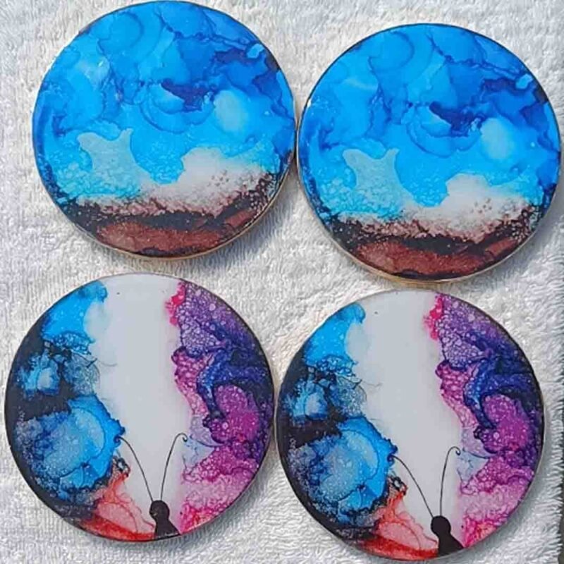 Resin alcohol ink coaster